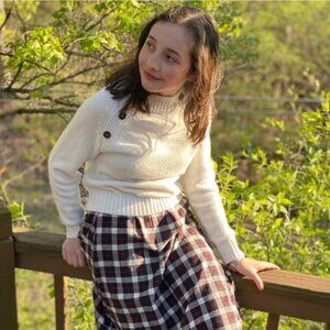 3/$90 Vintage Plaid Elastic Waist Maxi Skirt with Pockets